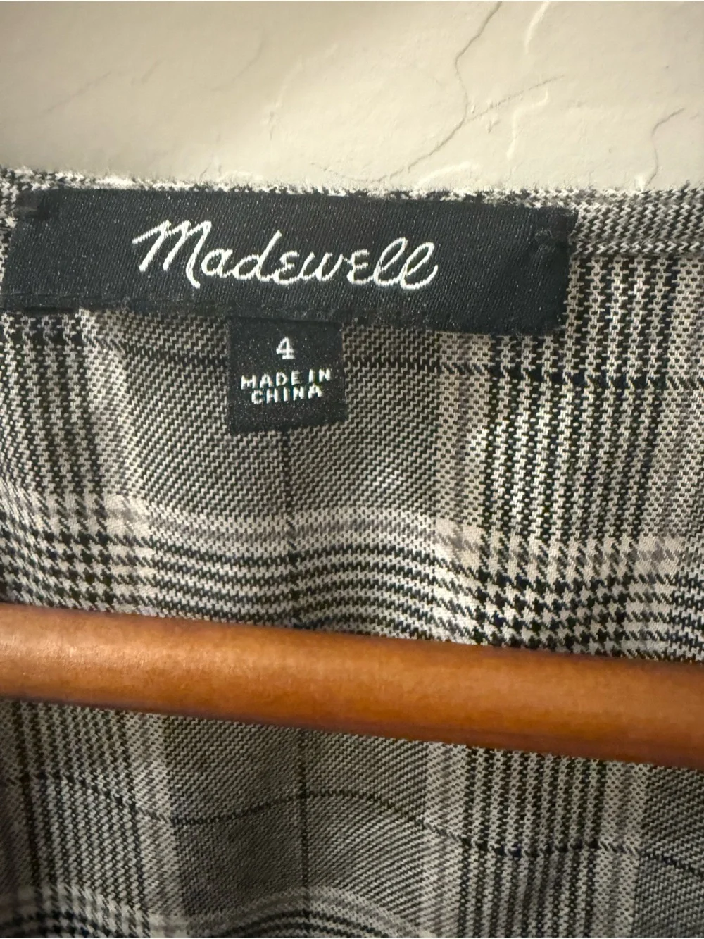 Madewell Plaid Smocked-Cuff Button-Front Shirt Size 4